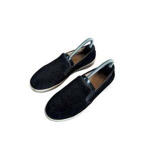 Vionic Black Faux Suede Midi Slip On Sneakers Flats Shoes Women’s 8 Arch Support